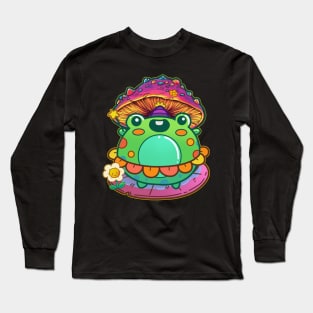 Adorable magical frog under mushroom umbrella Long Sleeve T-Shirt